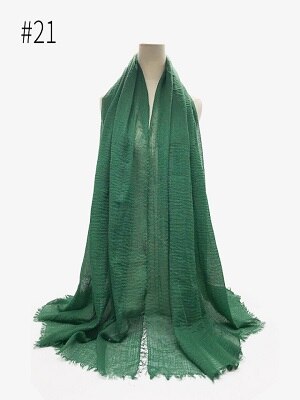 Pleated Plain Hijab Scarf Muslim Women Cotton Crinkle Headband Veil Scarves 2021 Fashion Islamic Headscarf Head Wraps Turban
