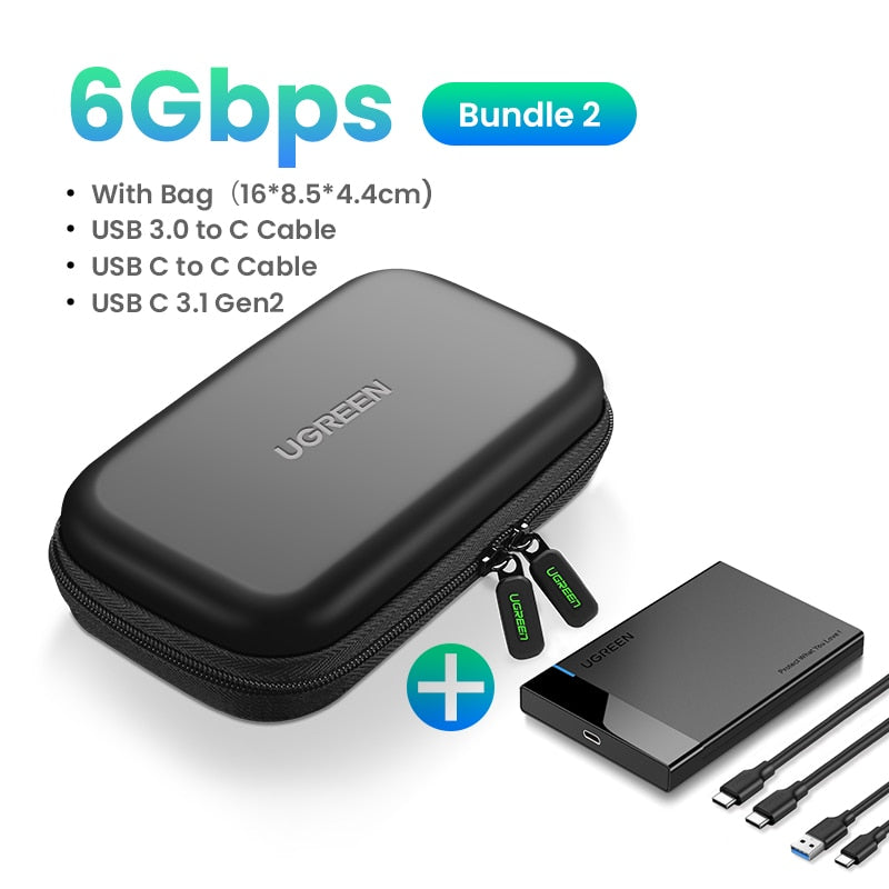 UGREEN HDD Case 2.5 SATA to USB 3.0 Adapter Hard Drive Enclosure for SSD Disk HDD Box Type C 3.1 Case HD External HDD Enclosure