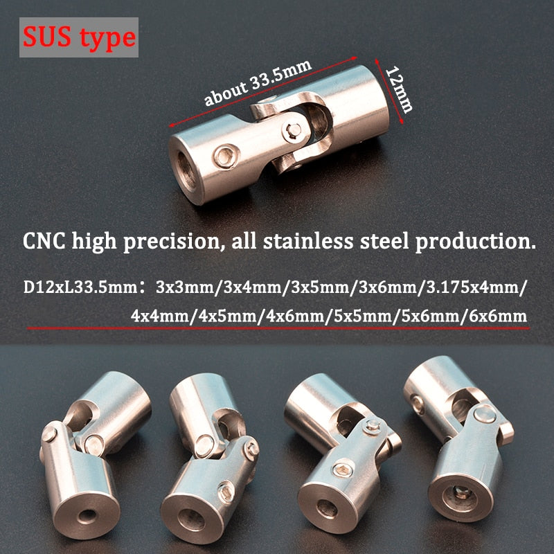Rc Boat Car Metal Cardan Joint 2mm/2.3mm/3mm/3.175mm/4mm/5mm/6mm/8mm/10mm Gimbal Couplings Shaft Motor Connector Universal Joint