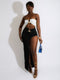 Hugcitar Sexy Strapless Crop Tube Top High Waist Slit Maxi Dress 2 Pcs Suits 2022 Fall Women Fashion Streetwear Vestido Y2K