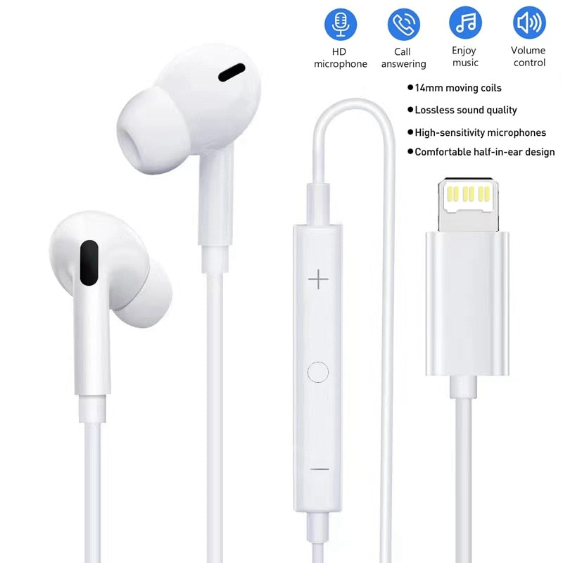 In Ear Headphones Wired for Iphone Lightning Earphones for Iphone 12 11 pro 8 7 Plus X XS MAX XR iPod Wired Earbuds with Mic