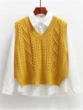 Vest Women Solid Short Loose Trendy Korean Style Sleeveless Knitted V-Neck All-match Female Coats Simple Leisure Outwear ZY5117