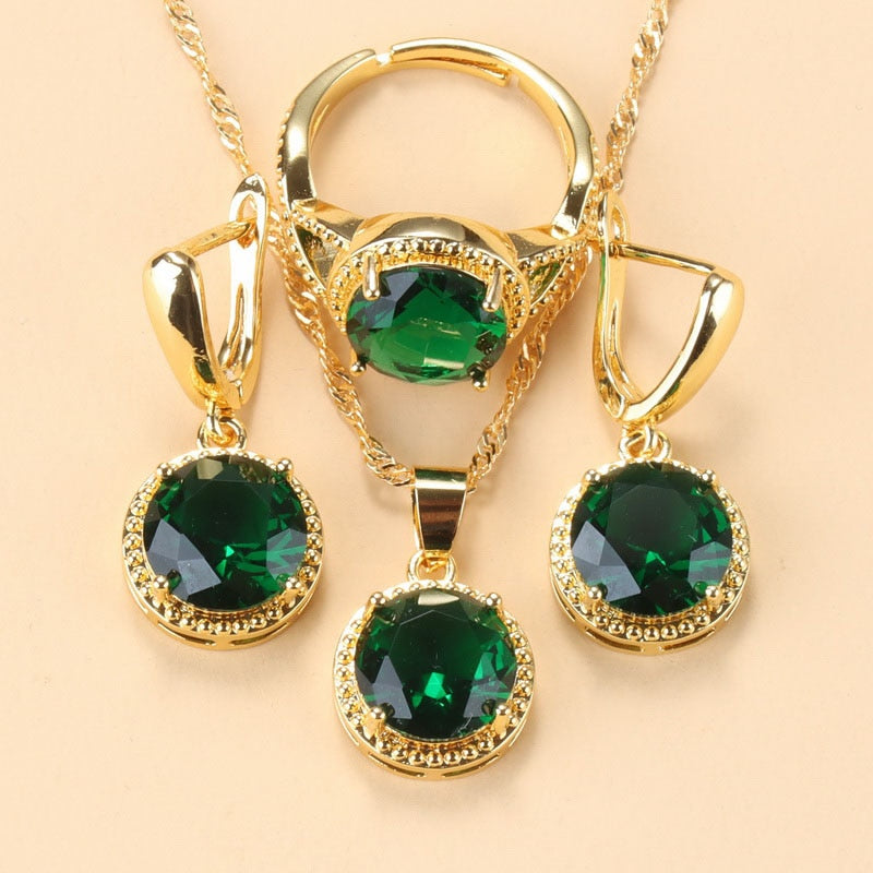 2022 Sell Well Wedding 925 Mark Jewelry Sets Black Zircon Dangle Earrings And Necklace Ring 3 Piece Set women Trendy Costume