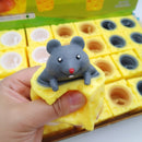 Funny Mouse and Cheese Block Squeeze Anti-stress Toy Hide and Seek Figures Stress Relief Fidget Toys for Kids Adults