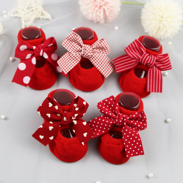 2022 Newborn Indoor Cotton Socks Bow Infant Anti Slip Socks Baby Girl Socks Rubber Soles Baby Boy Floor Socks Spring Autumn