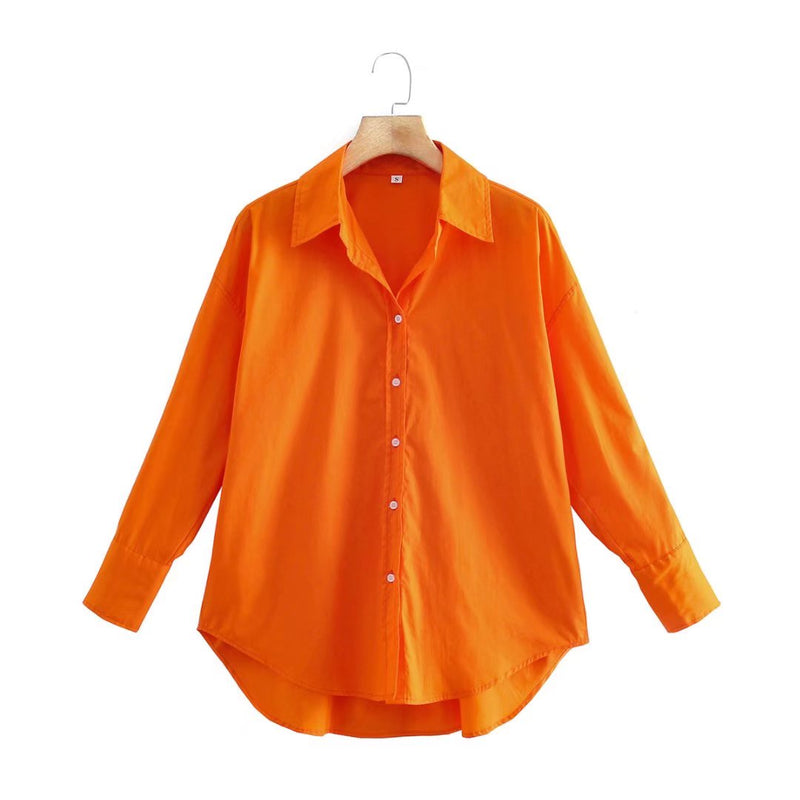 Zevity New Women Simply Candy Color Casual Slim Poplin Shirts Office Ladies Long Sleeve Blouse Roupas Chic Chemise Tops LS9405