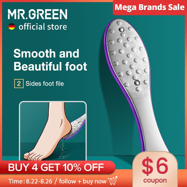 MR.GREEN Pedicure Foot Care Tools Foot File Rasps Callus Dead Foot Skin Care Remover Sets Stainless Steel Professional Two Sides