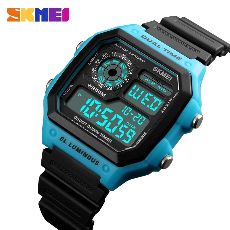 Wholesale 10pcs/ lot  Men&#39;s Sports Watch Square Dual Time LED Digital Watches Male Clocks Relojes Deportivos
