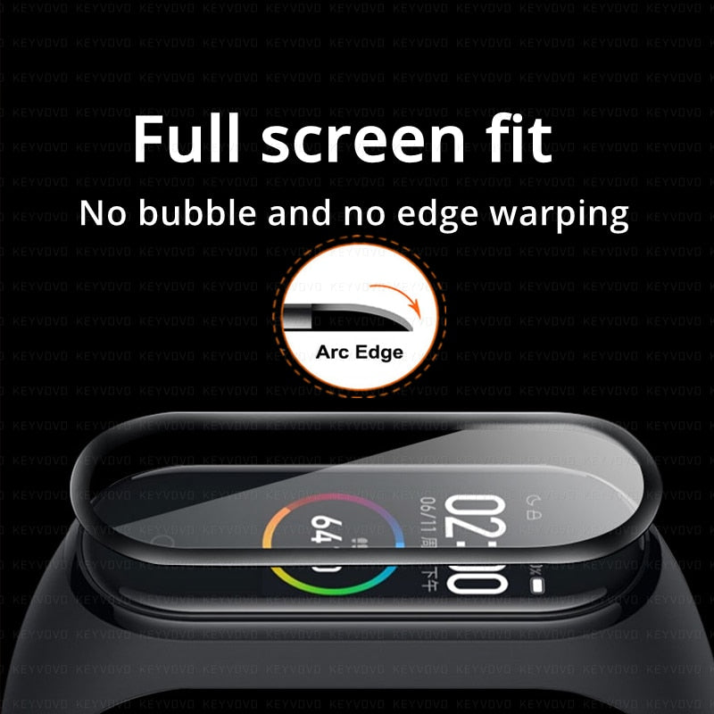 10D Film Glass for Xiaomi Mi band 6 5 7 4 Screen Protector Miband 6 5 Smart Watchband Full Protective Cover Case Strap Bracelet