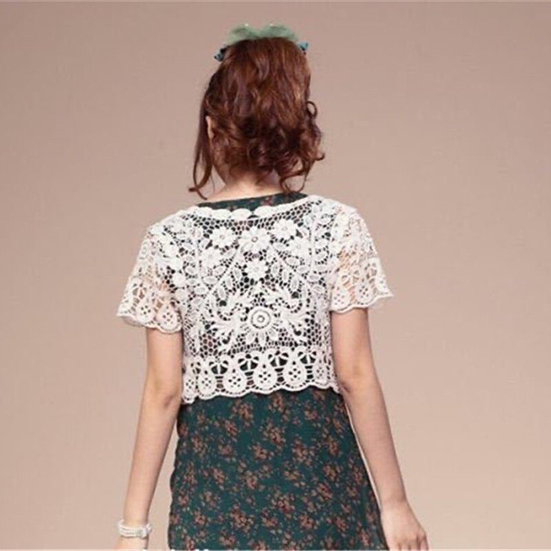 Hot Lace White/Black Bridal Summer Women Short Sleeve Shrug Bolero Wedding  Jacket Elegant Cape