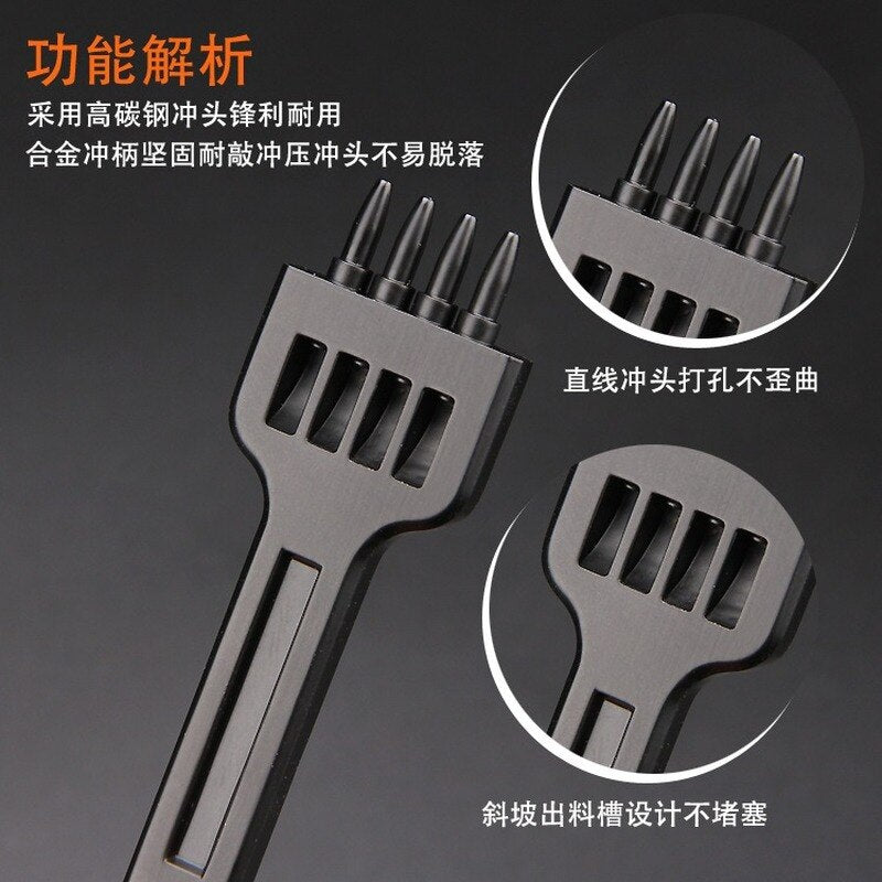 1PC 4/5/6mm Leather Black Round Hole Row Punch Tool  DIY Round Stitching Punch Sewing Stitching Punch Carving Work Saddle Set