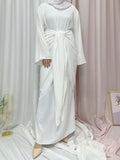 Ramadan Eid Fashion Puff Sleeve Muslim Abayas Robe Musulmane Abaya Elegant Silky Muslim Arab Worship Service Clothing Wy824