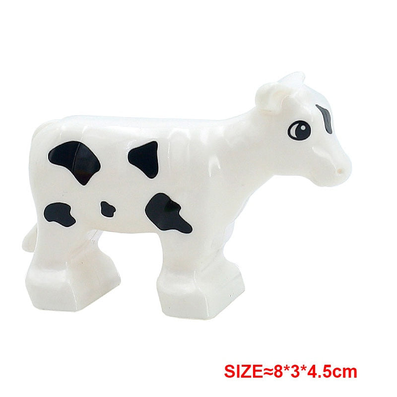 Big Building Block Accessories Chicken Duck Dog Cat Bird Cattle Sheep Zebra Rhinoceros Insect Zoo Series DIY Duploes Toy Gift