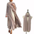 Ramadan Open Chiffon Abaya Dubai Women Sash Marocain Kaftan Eid Hijab Long Robe Muslim Fashion Clothes Turkey Vestido De Mujer