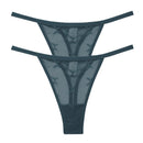2PCS/Set Mesh Transparent Thong Women Panties Underwear Women Seamless G-String Female Underpants Intimates Lingerie S-XL