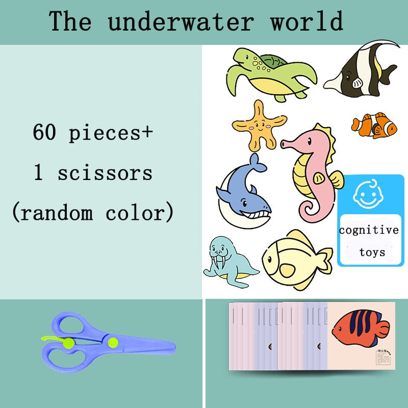 96 Pcs/Set Cartoon Color Paper Cutting Toys DIY Kids Craft Animal Handcraft Paper Art Learning Educational Toy