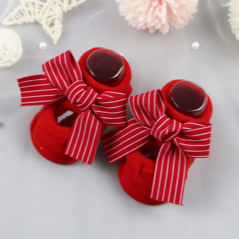 2022 Newborn Indoor Cotton Socks Bow Infant Anti Slip Socks Baby Girl Socks Rubber Soles Baby Boy Floor Socks Spring Autumn