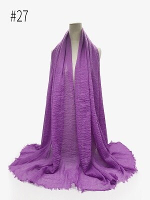 Pleated Plain Hijab Scarf Muslim Women Cotton Crinkle Headband Veil Scarves 2021 Fashion Islamic Headscarf Head Wraps Turban