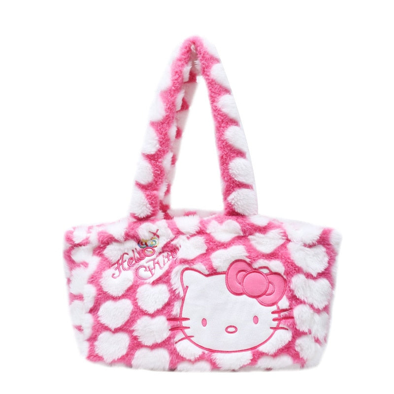 New Kawaii Sanrioed My Melody Cinnamoroll Cartoon Plush Bag Anime Soft Stuffed Animals Plushie Backpack Girls Doll Toys Gifts