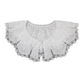 Royal Style Cotton Fake Collar Shawl Wrap Hollow Out Floral Lace Ruffled Trim Necklace Pointed Triangle Lapel Blouse