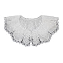Royal Style Cotton Fake Collar Shawl Wrap Hollow Out Floral Lace Ruffled Trim Necklace Pointed Triangle Lapel Blouse