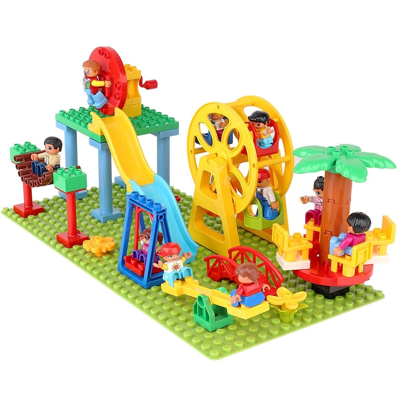 Big Building Blocks Compatible Slide Swing Seesaw Park Playground Series Large Bricks Children Educational Creative Toy Kid Gift