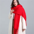 2022 New Women Plaid Scarf Winter Pashmina Shawls Cashmere Thick Wraps Lady Tassel Warm Scarves Rainbow Hairy Bufanda