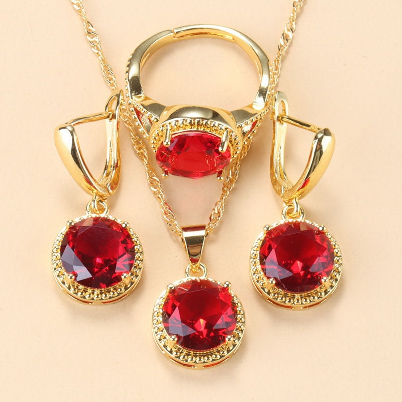2022 Sell Well Wedding 925 Mark Jewelry Sets Black Zircon Dangle Earrings And Necklace Ring 3 Piece Set women Trendy Costume