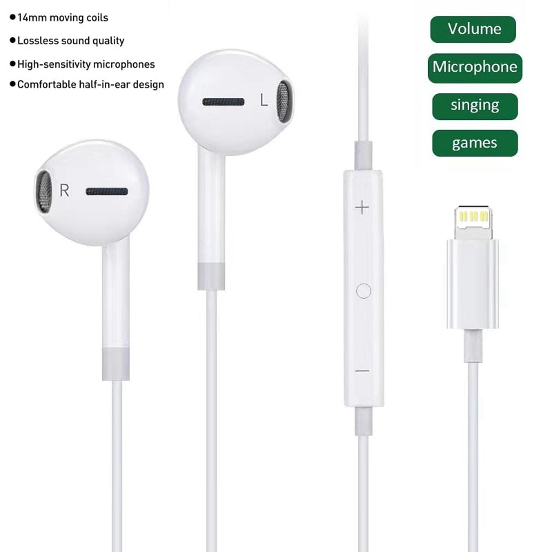 In Ear Headphones Wired for Iphone Lightning Earphones for Iphone 12 11 pro 8 7 Plus X XS MAX XR iPod Wired Earbuds with Mic