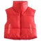 Puffy Vest Women Zip Up Stand Collar Sleeveless Lightweight Padded Cropped Puffer Quilted Vest Winter Warm Coat Jacket 2022 New