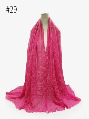 Pleated Plain Hijab Scarf Muslim Women Cotton Crinkle Headband Veil Scarves 2021 Fashion Islamic Headscarf Head Wraps Turban