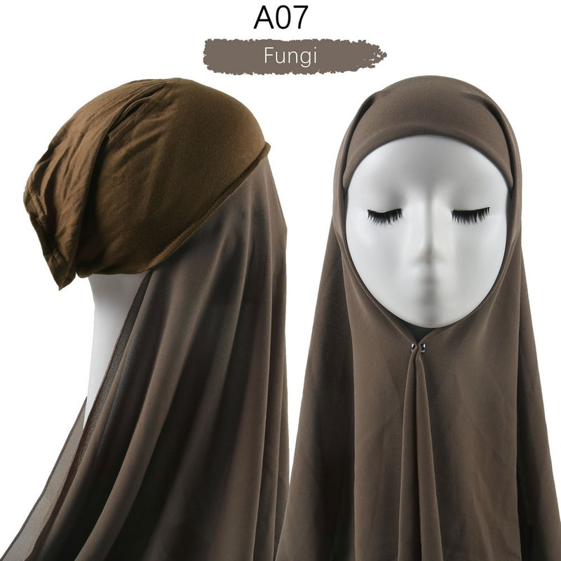 Women Muslim Instant Chiffon Hijab With Cap Underscarf Bonnet HIjabs  Scarf Islam Headscarf Headwrap Turbante