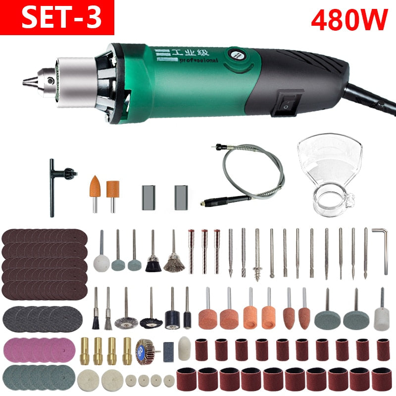 High-Power Engraver Electric Drill Engraving Dremel Rotary Tool 260W/480W Machine With Flexible Shaft 6-Position Variable Speed