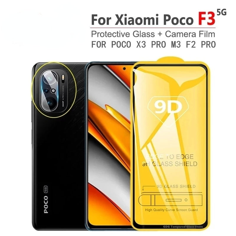 9D Protective Glass for Xiaomi Redmi Note 10 8 9 Pro 11 11s 9s 10s 5G Screen Protectors for Poco X3 Pro NFC F3 M3 M4 Gt M5 Glass