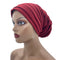 Candy Color Ladies Head Wraps Muslim Hijab Bonnets Fashion Headgear Trending Elastic Full Body Pleated Turban Cap for Women