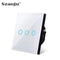 EU Touch Switch Sensor Switches No Neutral Wire Required LED Crystal Glass Panel Wall Lamp Light Switch 1/2/3 Gang AC100-240V