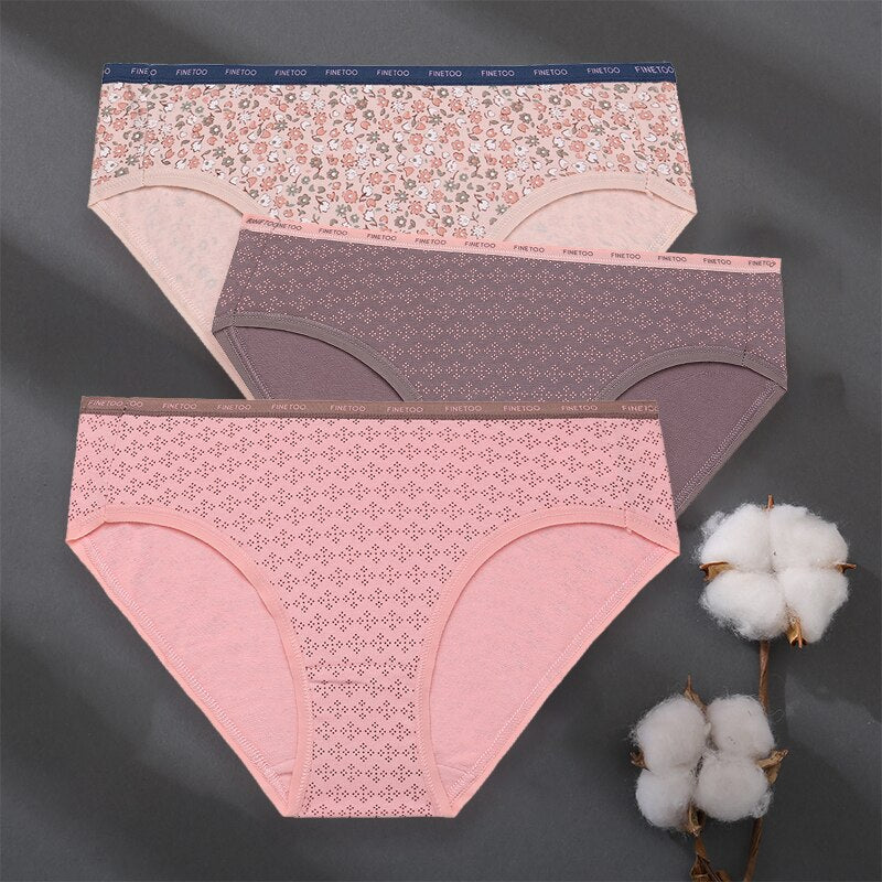 3PCS/Set Women Panties Cotton Underwear Patchwork Cute Design Female Lingerie Underpants Pantys Sexy Briefs Intimates for Girls