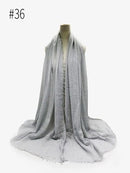Pleated Plain Hijab Scarf Muslim Women Cotton Crinkle Headband Veil Scarves 2021 Fashion Islamic Headscarf Head Wraps Turban