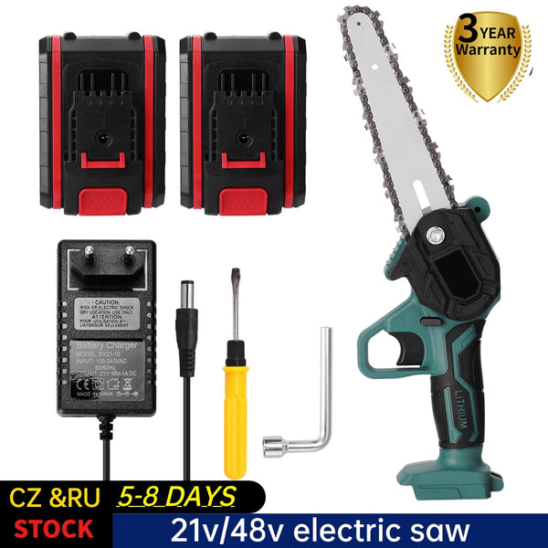 21V Portable Mini Electric Pruning Saw Rechargeable chainsaws Wood Spliting Chainsaw Woodworking Tool for Orchard Branch Clip