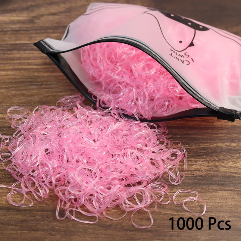 1000PCS Disposable Rubber Band Hairband For Children  Ponytail Hairs Ties Colourful Elastic Hair Bands Baby Hair Accessories