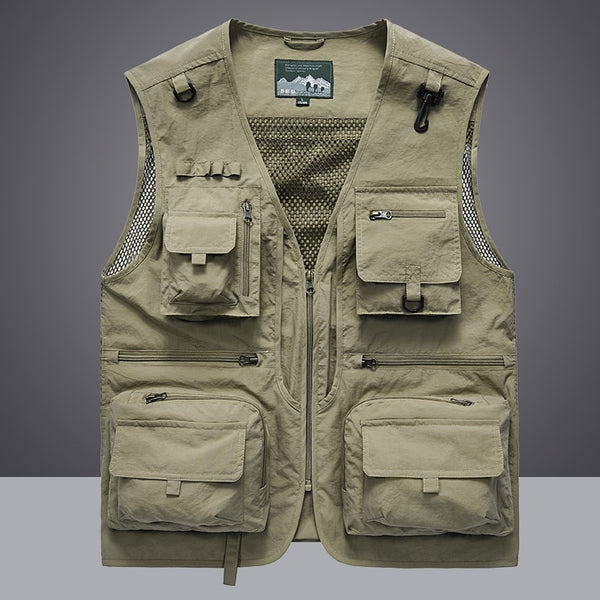 Summer Men Unloading Tactical Vest Coat Casual Men&#39;s Photographer Waistcoat Mesh Work Sleeveless Jacket Tools Pocket Vest 5XL