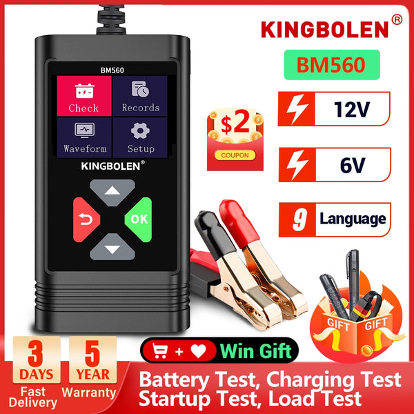KINGBOLEN BM560 BM550 Car Battery Tester 24V 6V 12V Detect Auto Battery Analyzer 100-2000 CCA Battery Waveform Car Battery Tool