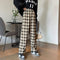 Plaid Thin pants women summer 2022 new high-waisted loose-fitting straight trousers dropshipping tug pants casual pants