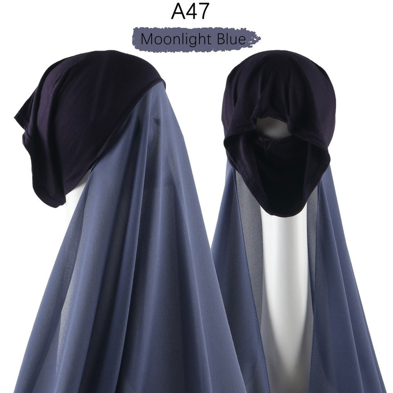 Women Muslim Instant Chiffon Hijab With Cap Underscarf Bonnet HIjabs  Scarf Islam Headscarf Headwrap Turbante