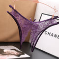 Sexy Crotch Opening Women&#39;s Panties Lingerie Lace Bowknot G-string Thong Floral Temptation Underwear for Ladies Erotic Pantys