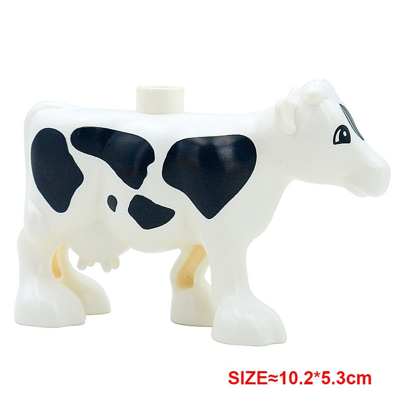 Big Building Block Accessories Chicken Duck Dog Cat Bird Cattle Sheep Zebra Rhinoceros Insect Zoo Series DIY Duploes Toy Gift