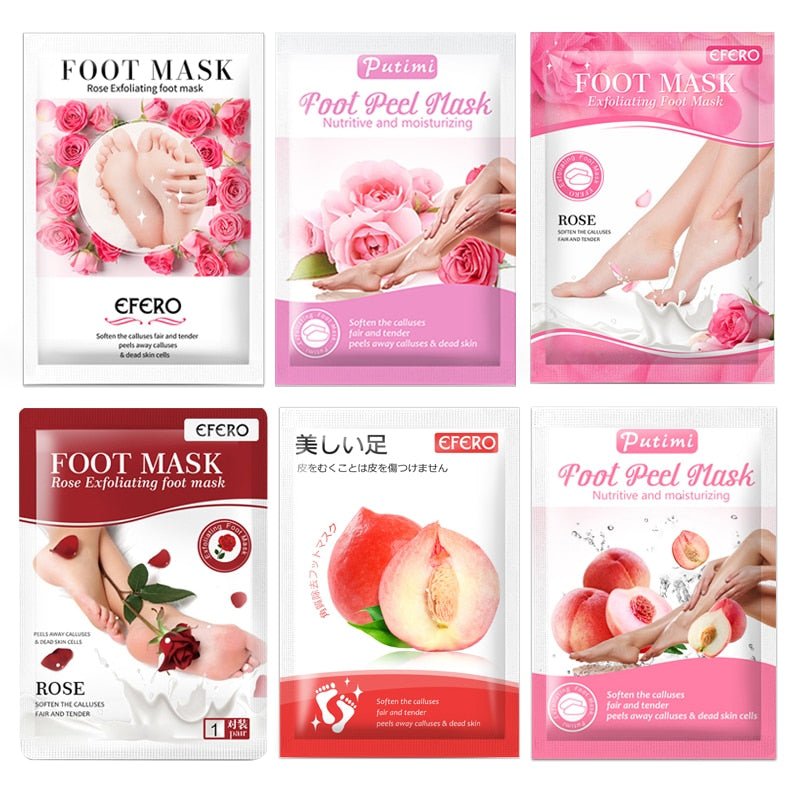 PUTIMI 6packs Exfoliating Foot Mask Feet Peeling Mask Spa Socks Smooth Dead Skin Remover Moisturizing Whitening Foot Mask
