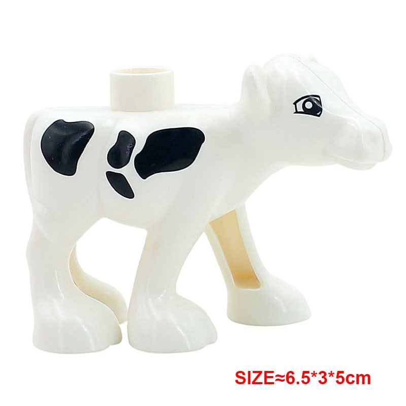 Big Building Block Accessories Chicken Duck Dog Cat Bird Cattle Sheep Zebra Rhinoceros Insect Zoo Series DIY Duploes Toy Gift