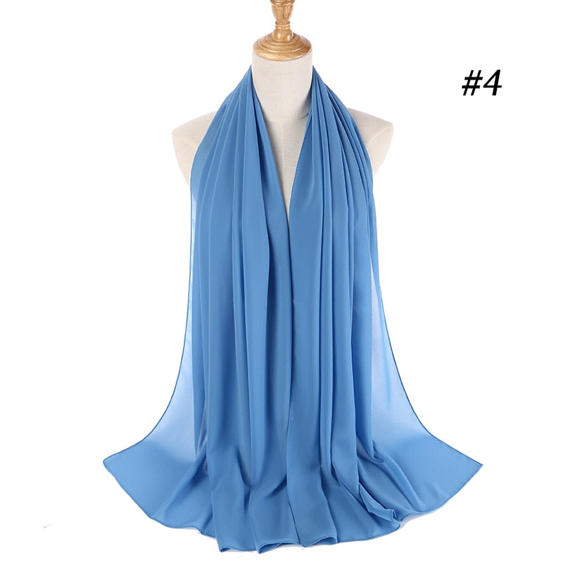 Hijab Scarf 72*175cm Plain Chiffon Scarves For Women Muslim Fasion Islam Clothing Headscarves Shawl For Ladies Headwrap Ramadan