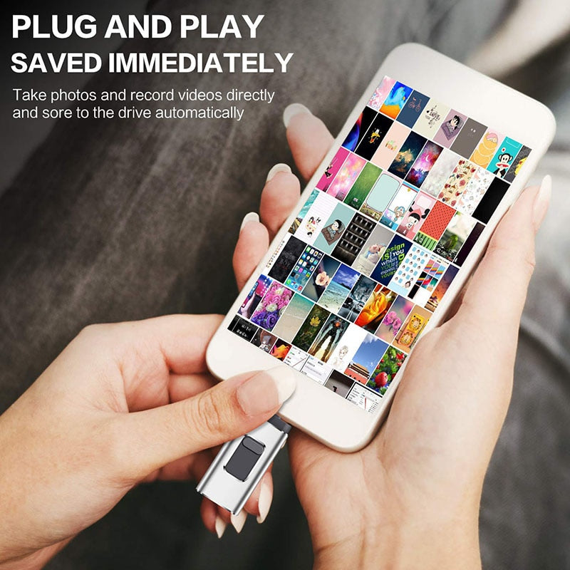 For iphone Lightning ios OTG flash drive memory stick type c pendrive type-c USB Flash Drive 16GB 32GB 64GB pen drive usb3.0